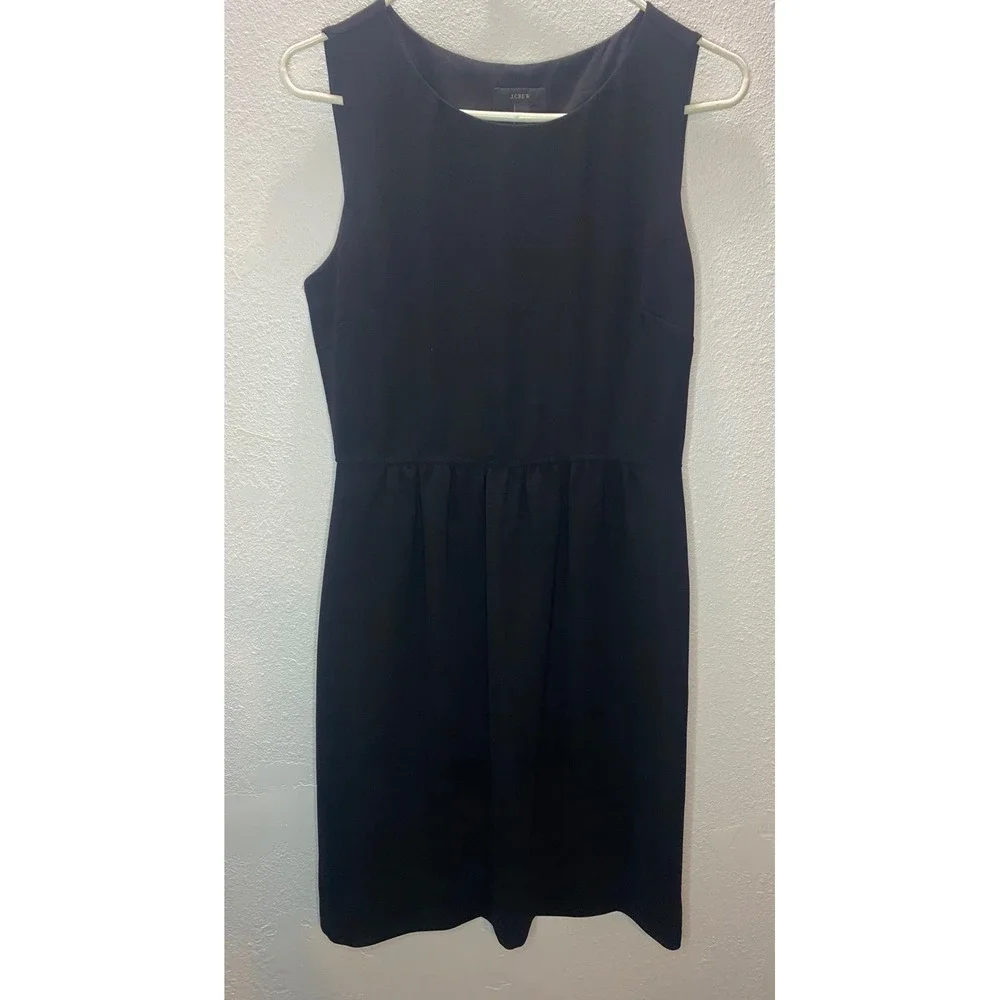 J.Crew Dress Womens 6 Black Sleeveless Round Neck Side Zip Pleated Party